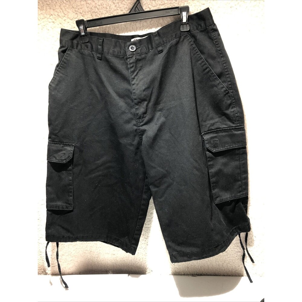 Noiz Cargo Shorts Mens Size 36 Black Pockets Belt Loops Cotton